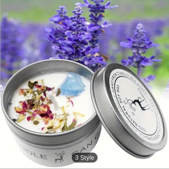 Crystal Candle Bundle Two Vanilla Candles w/Dried Flowers & Crystals (Small) - Picture 1 of 14